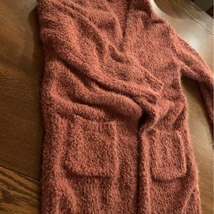 Fuzzy pink cardigan